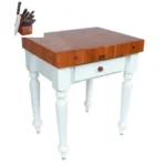 John Boos Rustica - Cherry Table 30x24x34.5 inches with Henckels Knife Set
