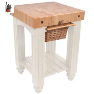 John Boos Gathering Block Maple with 1 basket 25x24x36 inches with Henckels Kinfe Set