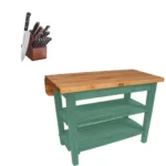 John Boos Kitchen Island 60x32x35 inches with Henckels Knife Set