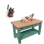 John Boos Grazzi Table - Edge Grain 60x28x35 inches with Henckels Knife Set