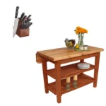 John Boos Kitchen Island 48x32x35 inches with Henckels Knife Set